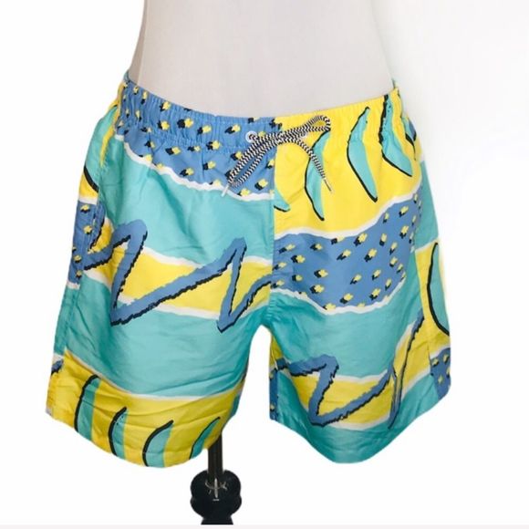 Boardies Retro Swim Trunks Blue Green Size Large - Picture 7 of 7
